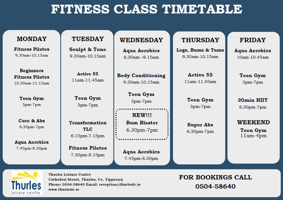 thurles leisure centre timetable